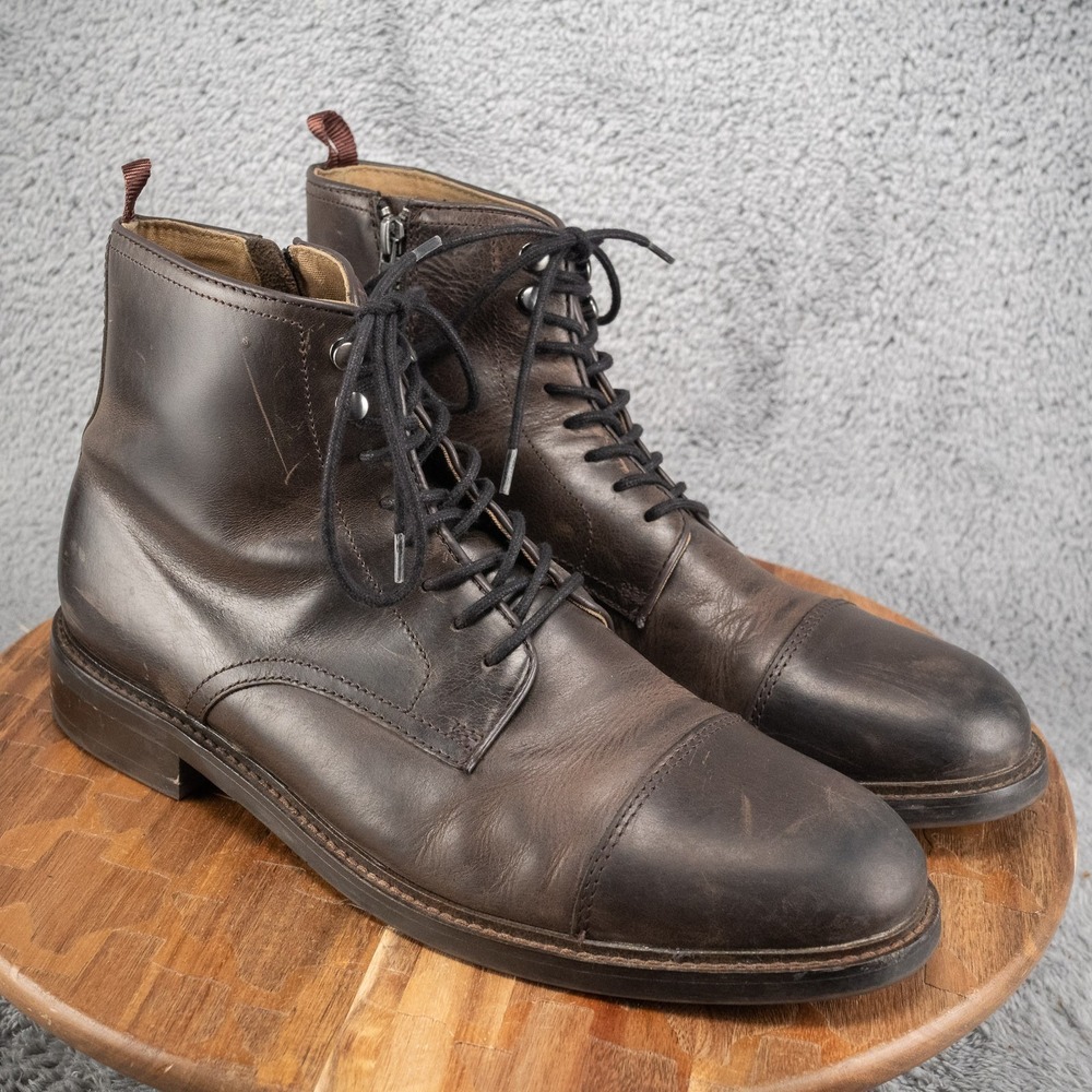 Aston Grey Biressa Ankle Boots Mens 12 Dark Brown Leather Cap Toe  Side Zip Lace
